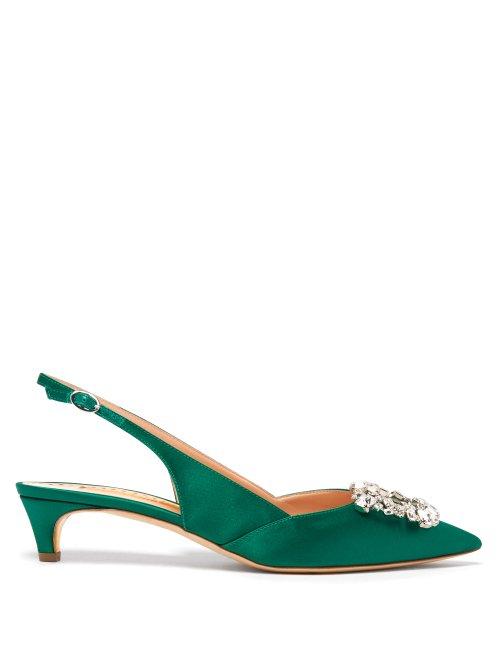 Matchesfashion.com Rupert Sanderson - Misty Satin And Crystal Embellished Pumps - Womens - Green