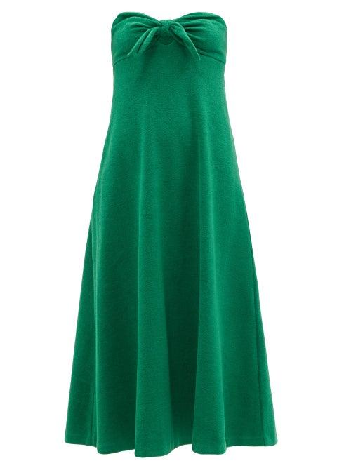 Ladies Beachwear Zimmermann - Teddy Tie-front Cotton-blend Terry Dress - Womens - Green