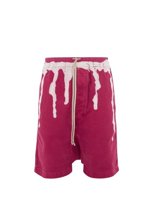 Matchesfashion.com Rick Owens Drkshdw - Abstract Print Cotton Blend Denim Shorts - Mens - Purple