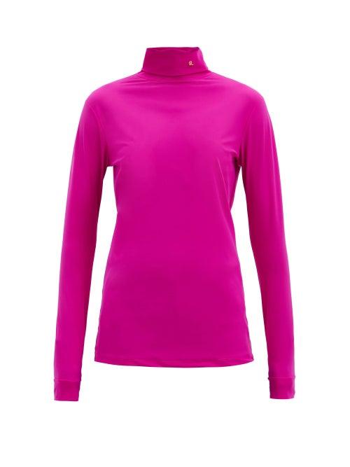 Matchesfashion.com Raf Simons - R-embroidered Roll-neck Jersey Top - Womens - Fuchsia