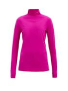 Matchesfashion.com Raf Simons - R-embroidered Roll-neck Jersey Top - Womens - Fuchsia