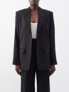 Matteau - Notch-lapel Linen-blend Blazer - Womens - Black