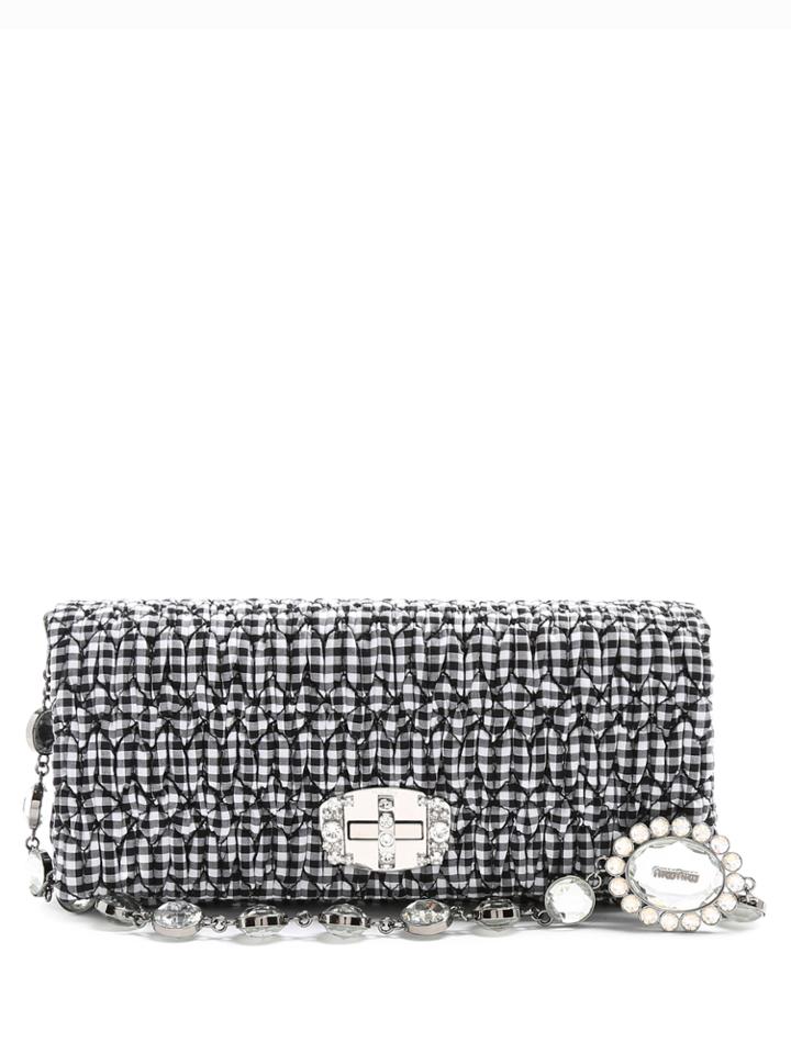 Miu Miu Embellished Gingham Shoulder Bag