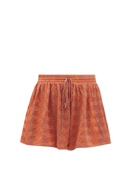 Missoni Mare - Zigzag Metallic Jacquard-knit Shorts - Womens - Orange