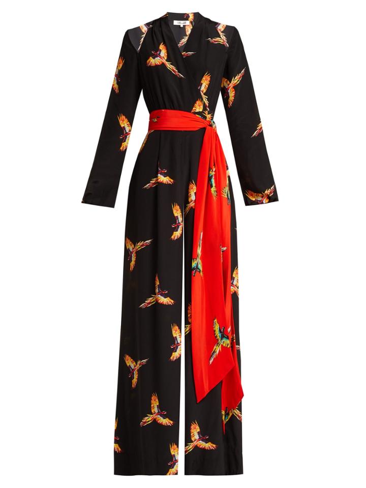Diane Von Furstenberg Aurora Phoenix-print Silk Jumpsuit