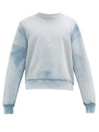 Matchesfashion.com Amiri - Distressed Cotton-jersey Sweatshirt - Mens - Blue