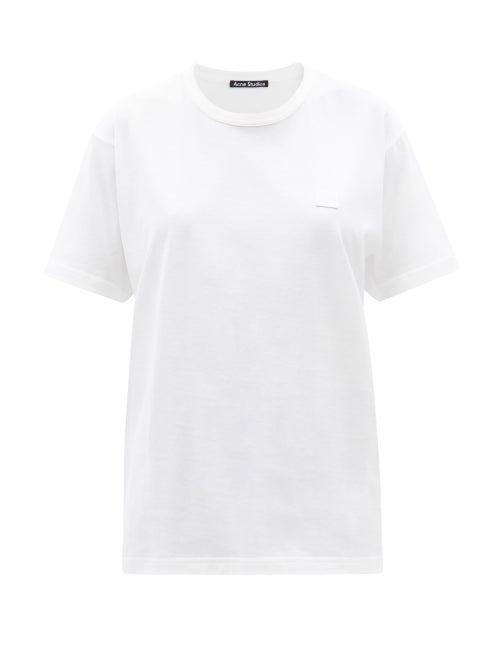 Ladies Rtw Acne Studios - Nash Face-appliqu Cotton-jersey T-shirt - Womens - White