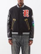 Aries - Logo-appliqu Wool Varsity Jacket - Mens - Black