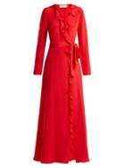 Matchesfashion.com Goat - Hollywood Ruffle Trimmed Silk Gown - Womens - Red