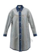 Mm6 Maison Margiela - Reversible Longline Denim Shirt Jacket - Womens - Mid Denim