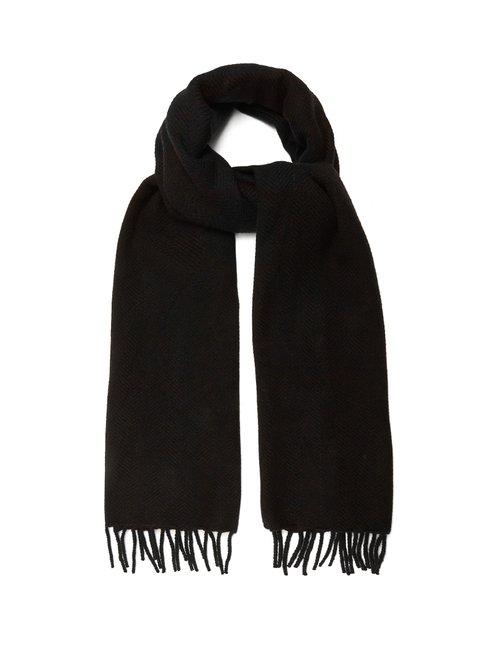 Matchesfashion.com Raey - Herringbone Cashmere Scarf - Mens - Black