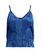 Matchesfashion.com Norma Kamali - Tiered Fringe Stretch Jersey Crop Top - Womens - Blue