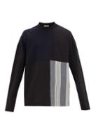 Matchesfashion.com Jil Sander - Patchwork Cotton & Wool Long Sleeve T Shirt - Mens - Black