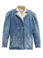 Matchesfashion.com Isabel Marant Toile - Lucinda Exaggerated-shoulder Denim Jacket - Womens - Blue