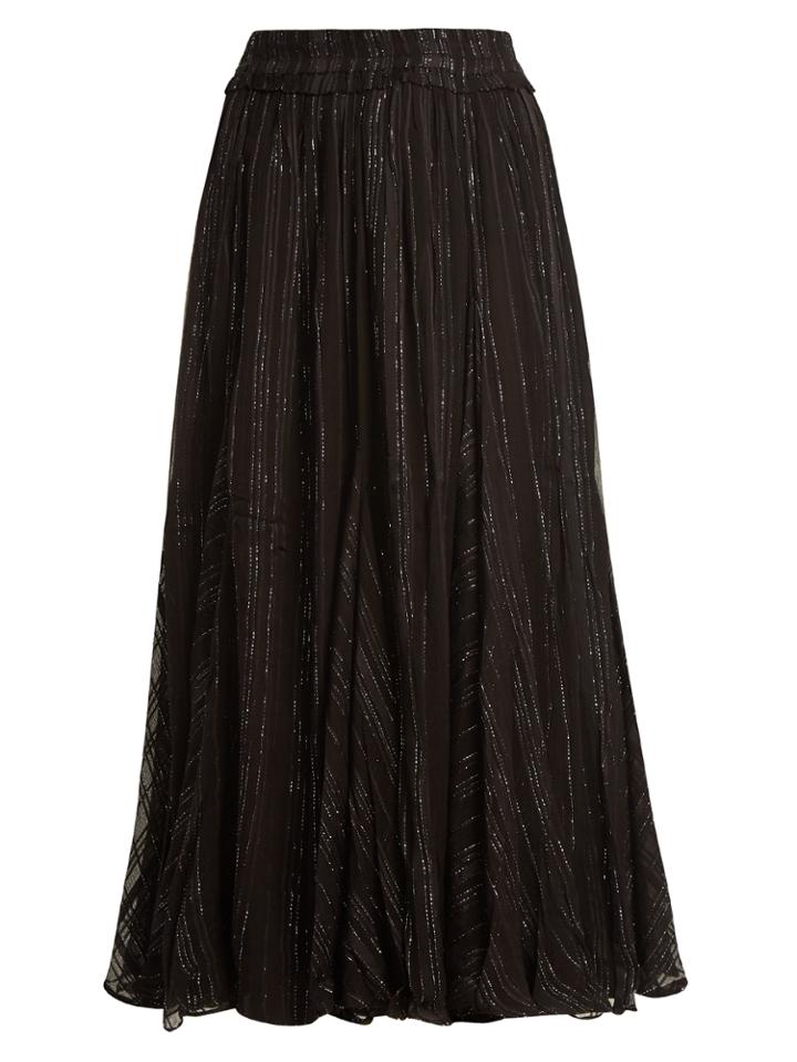 Dodo Bar Or Jamie Ruffle-trimmed Striped Chiffon Skirt