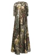 Matchesfashion.com Biyan - Geneta Beaded Floral-print Silk Maxi Dress - Womens - Green Multi