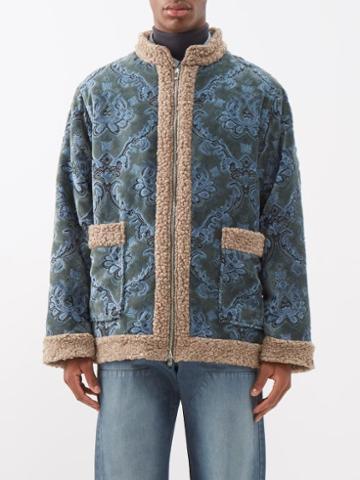 Needles - Damask Velvet And Fleece Jacket - Mens - Blue Print