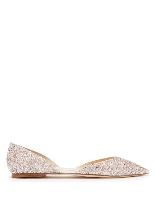 Matchesfashion.com Jimmy Choo - Esther D'orsay Glitter Flats - Womens - Pink