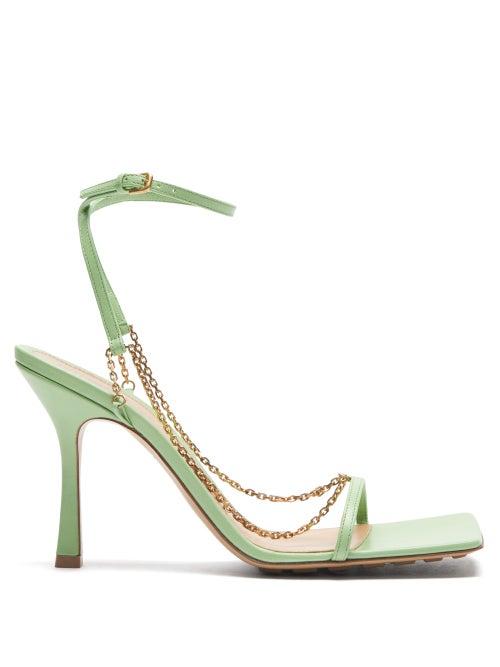 Matchesfashion.com Bottega Veneta - Chain-strap Leather Sandals - Womens - Light Green