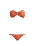 Matchesfashion.com Lisa Marie Fernandez - Buckle Detail Cotton Towelling Bikini Set - Womens - Orange