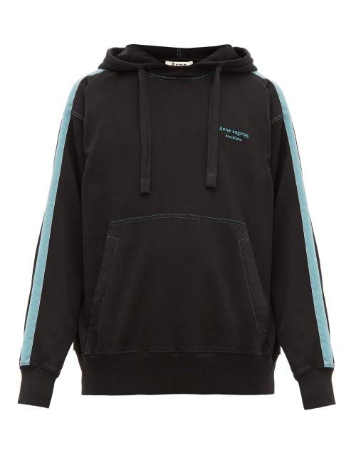 Matchesfashion.com Acne Studios - Striped Cotton Hooded Sweatshirt - Mens - Black