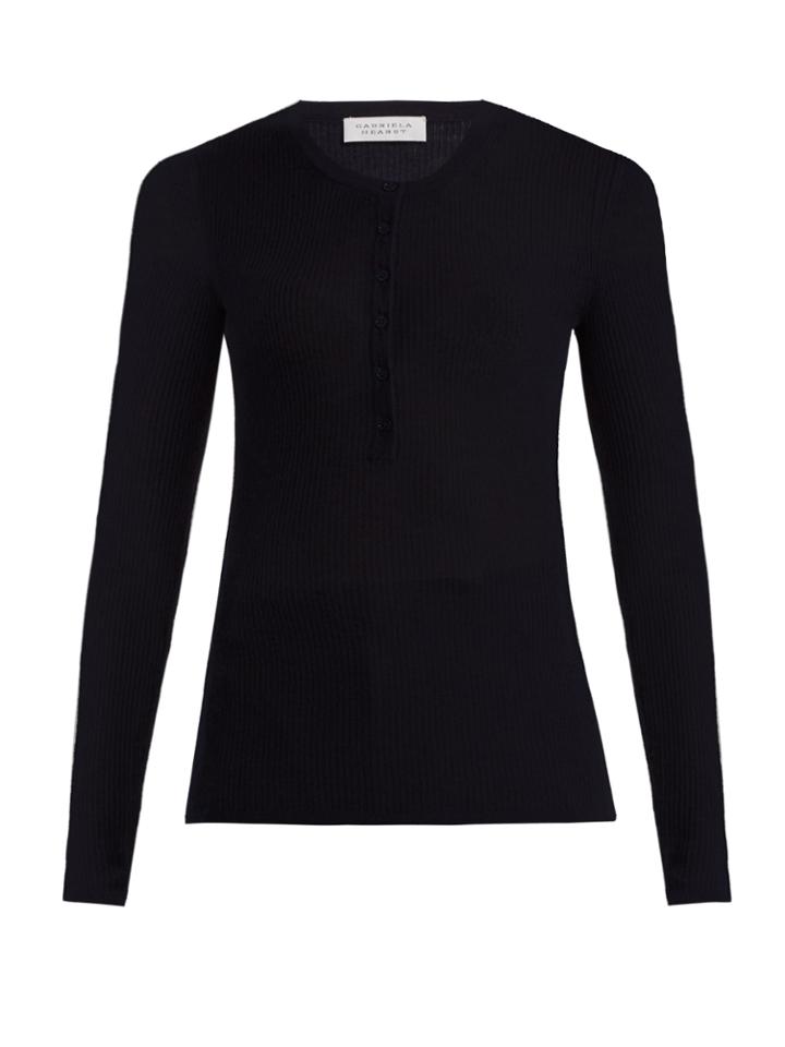 Gabriela Hearst Julian Ribbed-knit Cashmere Top