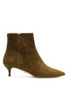 Matchesfashion.com Aquazzura - Quant Point Toe Suede Ankle Boots - Womens - Khaki