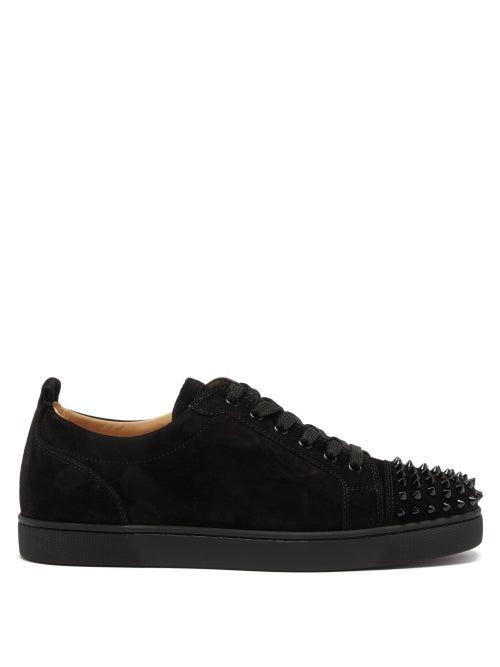 Mens Shoes Christian Louboutin - Louis Junior Spike-embellished Suede Trainers - Mens - Black