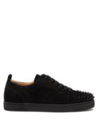 Mens Shoes Christian Louboutin - Louis Junior Spike-embellished Suede Trainers - Mens - Black