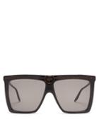 Matchesfashion.com Gucci - Gg Flat-top Acetate Sunglasses - Womens - Black Grey
