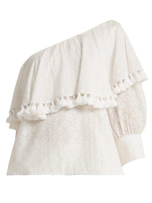 Matchesfashion.com Talitha - Tassel Trimmed Cotton And Silk Blend Top - Womens - White