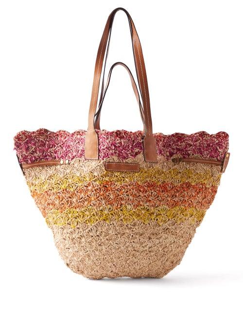 Isabel Marant - Coiba Leather-trimmed Raffia Tote - Womens - Orange Multi