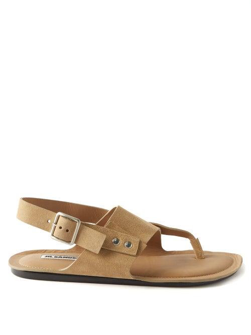Jil Sander - Suede And Leather Sandals - Mens - Brown
