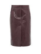 Matchesfashion.com Tibi - Crocodile Effect Patent Midi Skirt - Womens - Burgundy