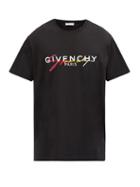Matchesfashion.com Givenchy - Ombre Logo-embroidered Cotton-jersey T-shirt - Mens - Black