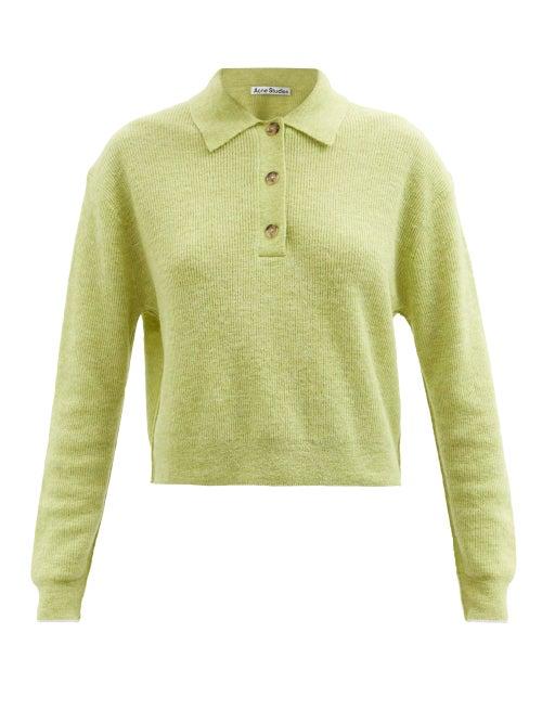 Acne Studios - Kessa Ribbed-knit Polo Top - Womens - Green