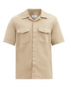 Matchesfashion.com Ami - Cuban Collar Cotton-twill Shirt - Mens - Beige
