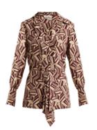 Matchesfashion.com Chlo - Geometric Print Silk Blouse - Womens - Brown Print