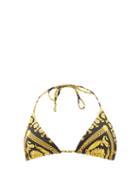 Matchesfashion.com Versace - Baroque-print Triangle Bikini Top - Womens - Black Gold