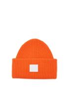 Acne Studios - Pansy Face Patch Wool Beanie Hat - Mens - Orange