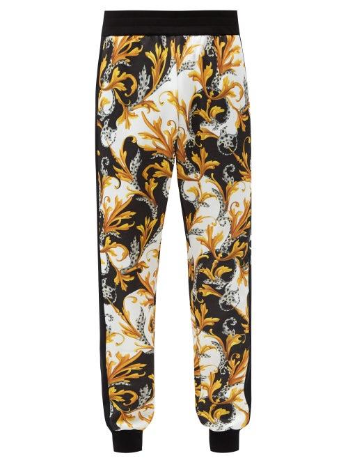 Matchesfashion.com Versace - Baroque-print Technical Jersey Track Pants - Mens - Black Yellow