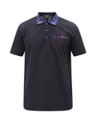 Versace - Greca-border Cotton-piqu Polo Shirt - Mens - Navy