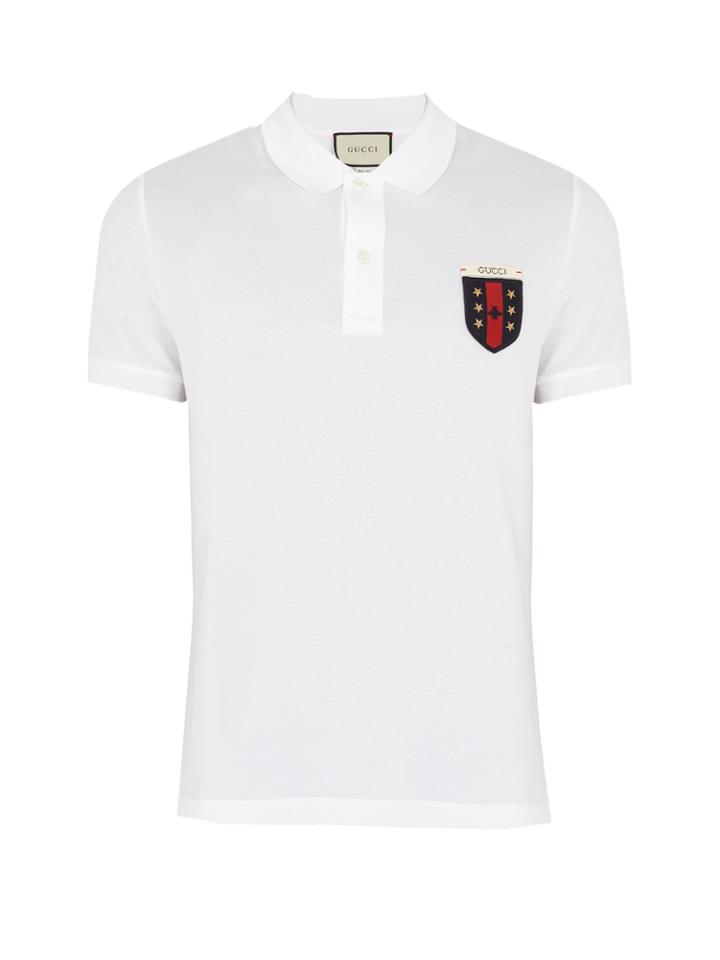 Gucci Crest-appliqu Stretch-cotton Polo Shirt