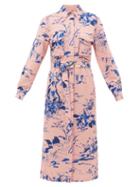 Matchesfashion.com Sies Marjan - Imogene Abstract-print Crepe Shirt Dress - Womens - Blue Print
