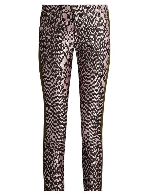Haider Ackermann Madame Skinny-leg Jacquard And Leather Trousers