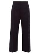 Matchesfashion.com Odyssee - Elm Cotton-blend Wide-leg Cropped Trousers - Womens - Navy