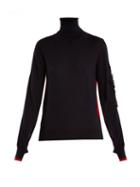 Matchesfashion.com Barrie - Thistle Roll Neck Contrast Panel Cashmere Sweater - Womens - Navy Multi