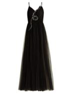 Matchesfashion.com Valentino - Snake Embellished Tulle Gown - Womens - Black