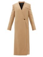 Matchesfashion.com Haider Ackermann - V Neck Wool Blend Twill Long Line Coat - Womens - Camel