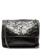 Matchesfashion.com Saint Laurent - Niki Medium Quilted Crinkled Leather Shoulder Bag - Womens - Black